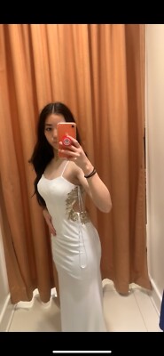short white dresses graduation A-Line Sparkly Long Evening Prom Dresses, Cheap Custom Prom Dresses, M –  MarryLover