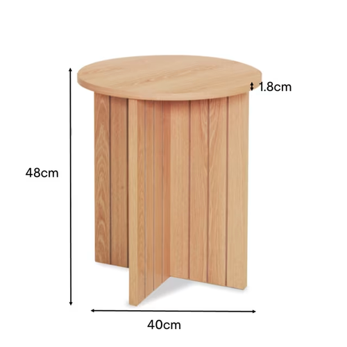 NEW Lyn Side Table Round Living Room Furniture Wooden Ribbed Textured Design - Picture 6 of 6