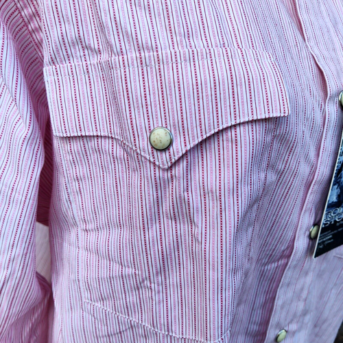 Panhandle Slim Mens Rough Stock Long Sleeve Scarlet Striped Western Snap Shirt - Picture 3 of 11