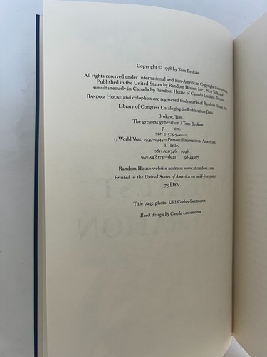 The Greatest Generation (1st Ed. Signed by NBC Nightly News Anchor Tom Brokaw) - Picture 7 of 7