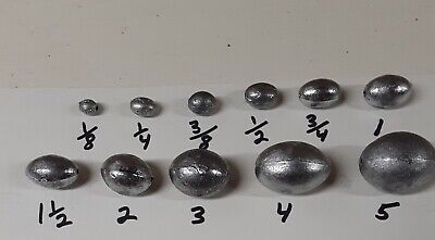 Egg Sinkers quantity100 you choose size 1/8 1/4 3/8 1/2 3/4 1oz 1-1/2 2 3 4  5oz