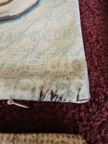 Set of 4 Signed Paul Brent Nautical Pillowcases Double-Sided Canvas Coastal Deco - Picture 9 of 12