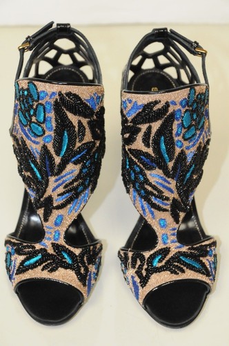 Sandales Sergio Rossi 'Fortuny' Noires à Talons Aiguilles - Cuir Verni Avec Embellissements - Taille 39 EU - Neuf Avec Boîte