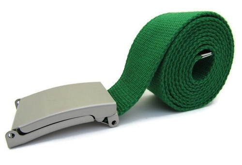 Unisex High Quality Canvas Fabric Webbing Belt Brushed Silver Buckle Army Style - Picture 87 of 275