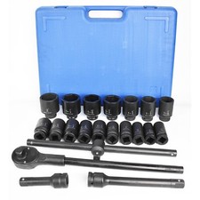 Impact Socket Set 22 PCs 3/4" Drive 6 Point SAE Master 7/8 inch-2 inch w/ Wrench