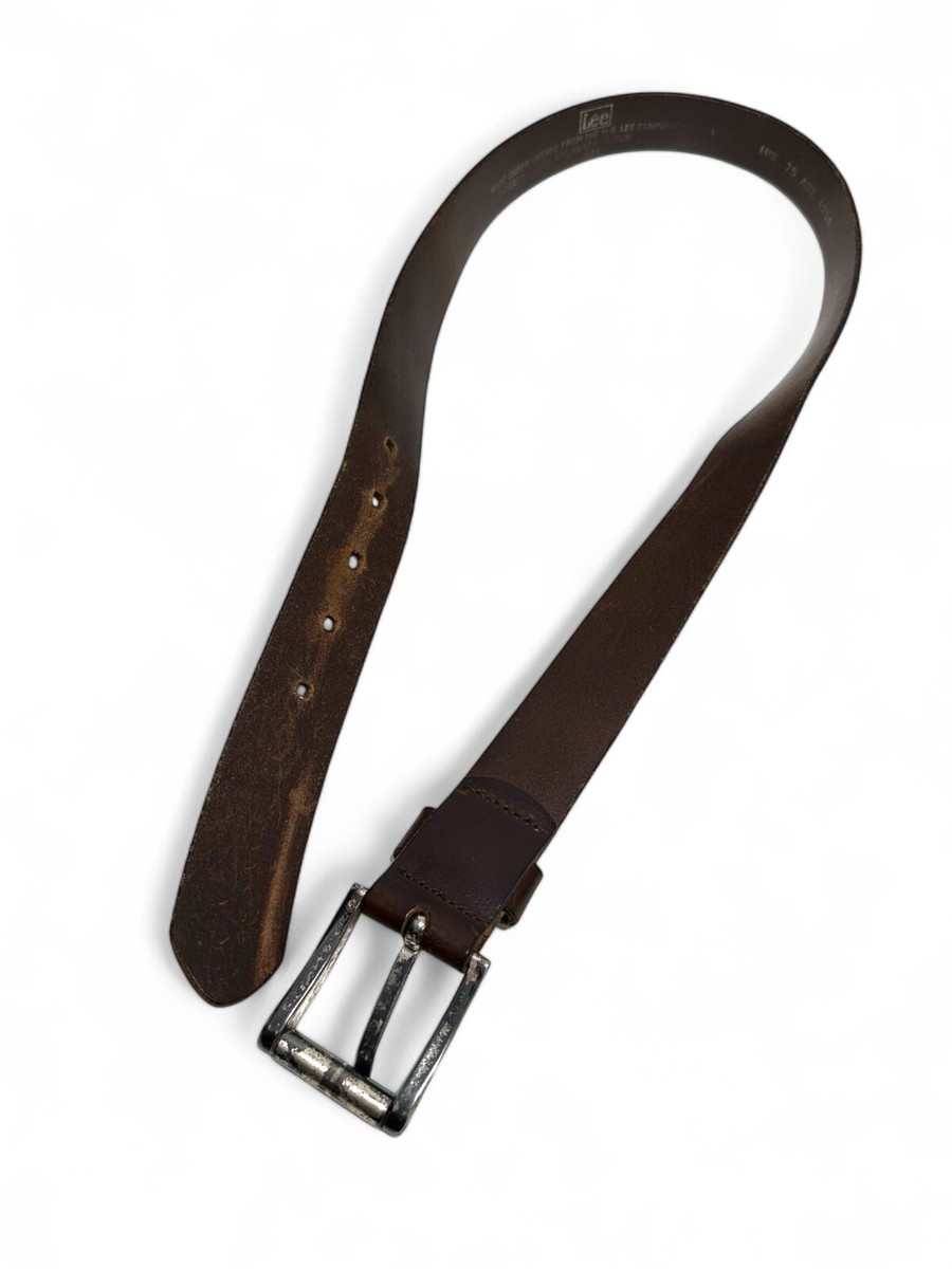 LEE　リー　レザーベルト　ビンテージ　MADE IN ITALY（イタリア製） Men's Vintage Lee Made In Italy Thick Leather Brown Belt (S
