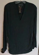 NWT Womens XL I-N-C International Concepts Green V-Neck Shirred Sides Shirt Top