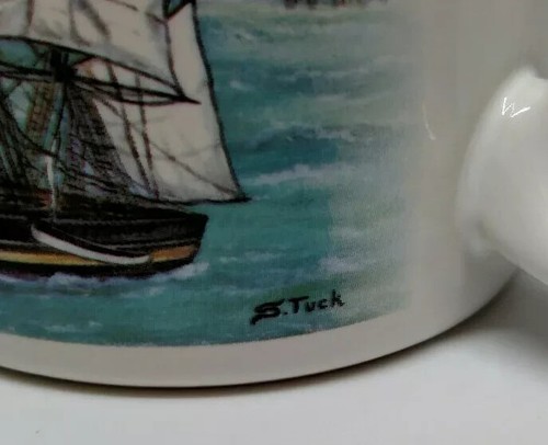 NAUTICAL LOT Vintage 1977 Wood CLIPPER SHIP Plaque + 1993 S. Tuck SAILBOATS Mug - Picture 10 of 15