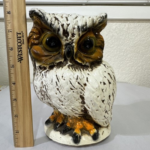 Arte popular de cerámica mexicana de búho blanco 8" alcancía coleccionable vintage hecha a mano - Imagen 14 de 15