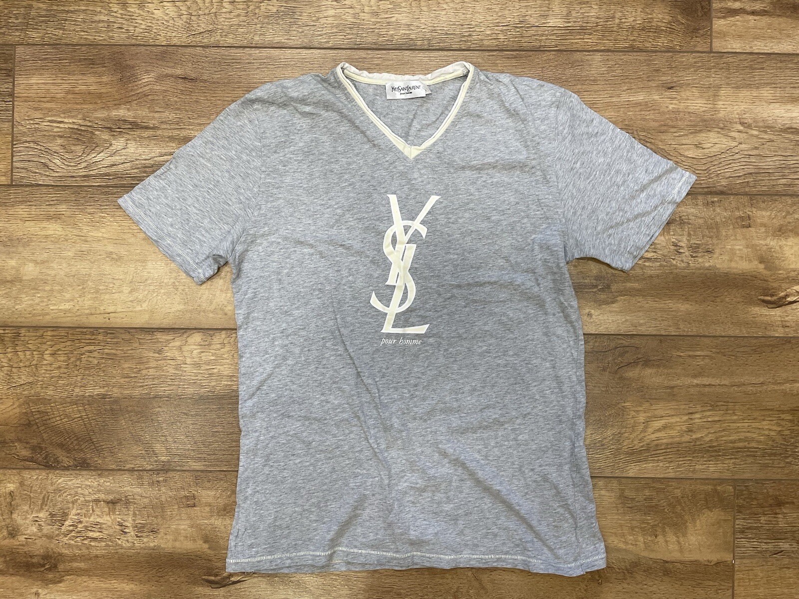 T shirt Yves Saint Laurent Pour Homme logo YSL grigia taglia M