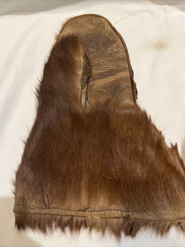 Vintage Alaskan Eskimo Trapper Mens Beaver Fur & Leather Mittens Handmade - Picture 9 of 16