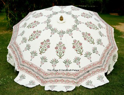 Indian Royal Mughal HandBlock Print Big Size Umbrellas Beach Hotels Umbrellas