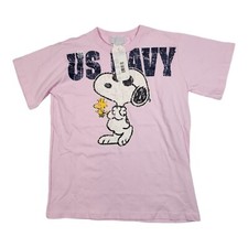 New Vintage Made In USA peanuts charlie brown Pink T-Shirt Size Youth Medium YM