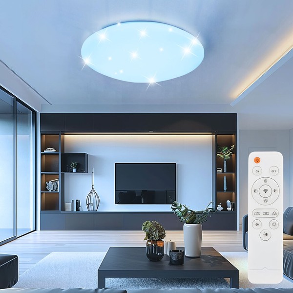 Deckenleuchte Deckenlampe Led Dimmer Sterneneffekt Fernbedienung Tageslicht 41Cm-image