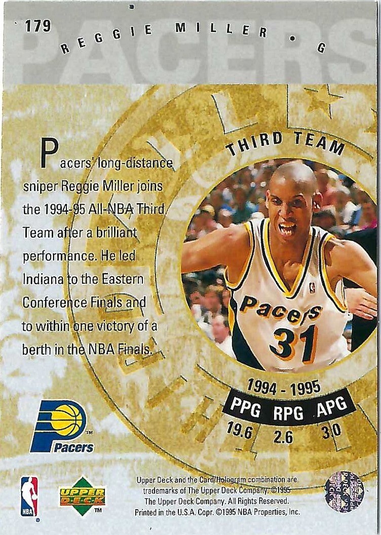 1995-96 Upper Deck Electric Court Reggie Miller -Indiana Pacers | eBay