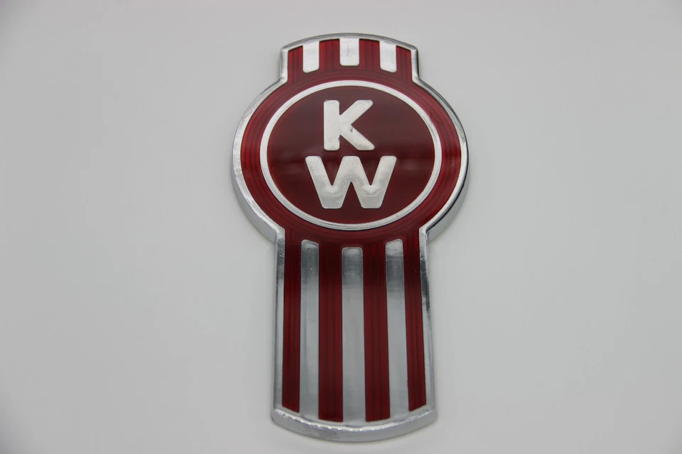 Se adapta a Kenworth Bug Hood rejilla logotipo emblema insignia cromo rojo Foto 2 de 4