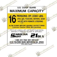 Carolina Skiff Capacità Targa Decalcomanie Barca Massima Occupazione Più Varianti