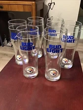 6 Bud Light Pittsburgh Steelers Football Weizen Wheat Beer Glass 1982