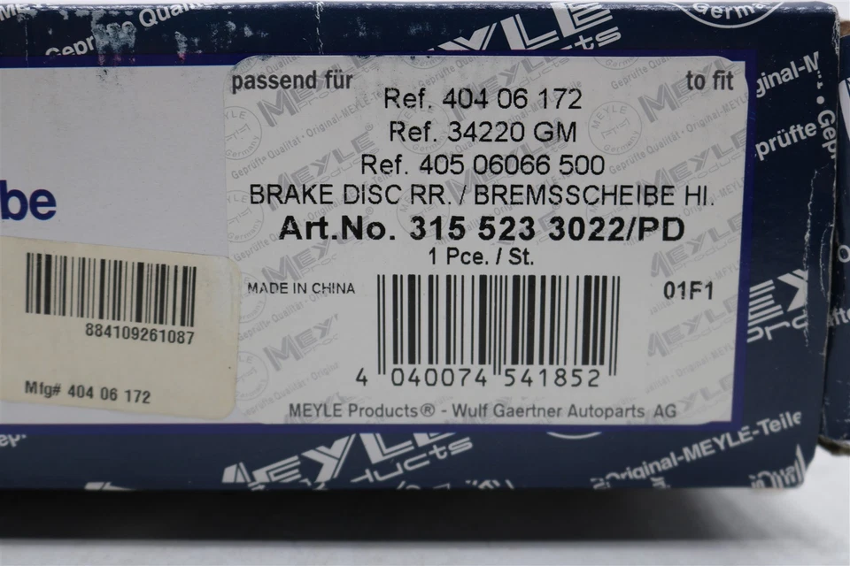 NUEVO Rotor de freno de disco trasero Meyle 3155233022PD BMW 325ci 325i 328ci 328i 1999-2006 Foto 2 de 4