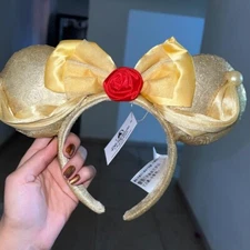Disney Parks Beauty and the Beast Belle Minnie Mouse Ears Bow Headband