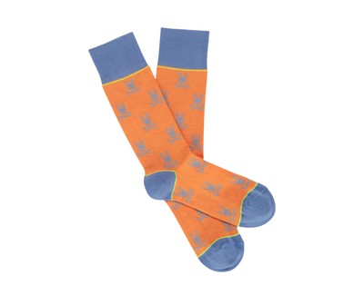 Psycho Bunny All Over Bunny Coral Gables/Blue Men's Socks B6F140S1PB-COG