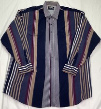 Vintage Roper Western Shirt BIG Pearl Snap Buttons Striped Rodeo Blue
