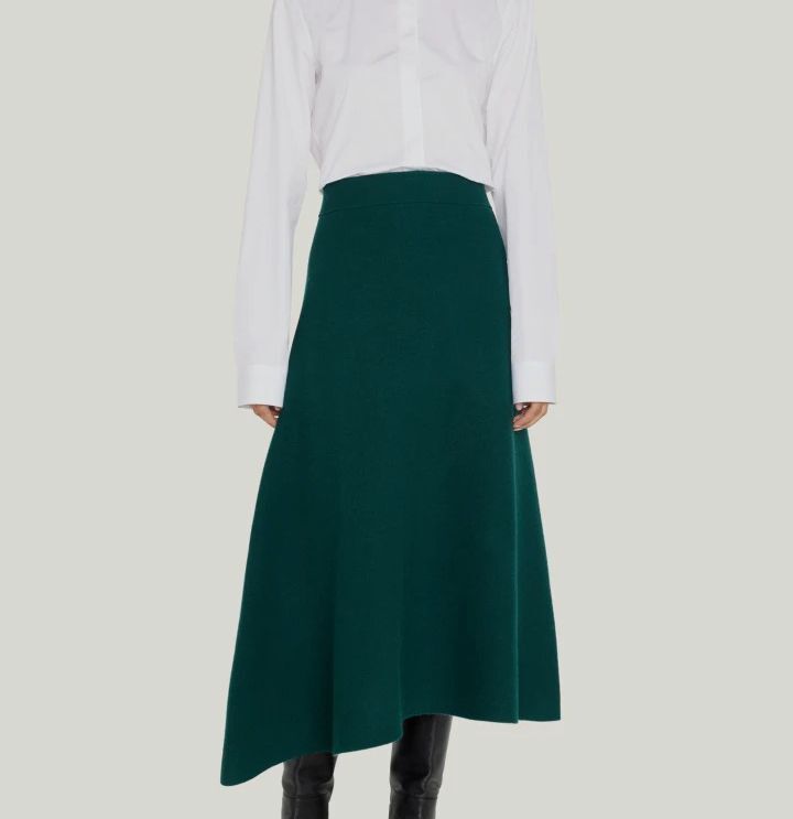 【関税&送料込み】Jil Sander Asymmetric Skirt $1990 Jil Sander Women's Green Cashmere-Wool Blend