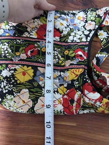 Vera Bradley Poppy Fields Retired 2011 Small Purse Handbag Quilted Floral Black - Picture 9 of 9