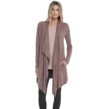 Barefoot Dreams Cocoa Taupe Cozychic Lite Island Wrap Draped Front Cardigan S/M
