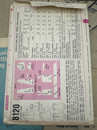 Simplicity 8120 Dress Pinafore Pattern Girl Size 10 Chitty Chitty Bang Bang V’69 - Picture 3 of 11