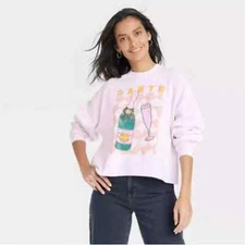 Grayson Threads Women's Pink Sante Champagne Graphic Sweatshirt Size XL