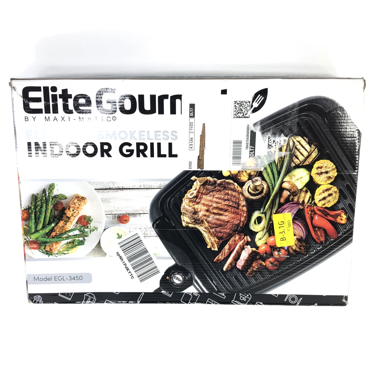 Elite Gourmet 13 Electric Smokeless Countertop Indoor Grill By Maxi Matic  New