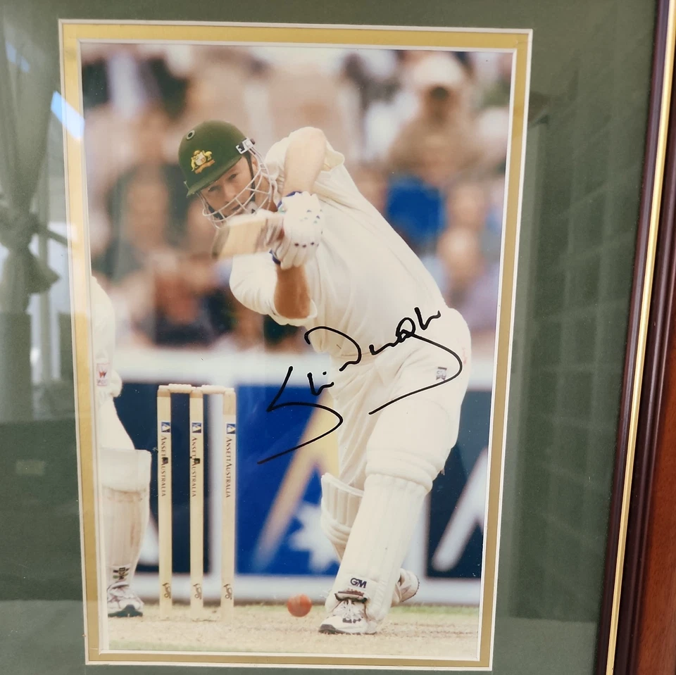Steve Waugh Hand Signed Cricket Bat Framed with Photos. - image 2 of 4