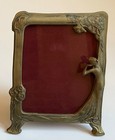 Small Art Nouveau Vintage Frame, Cast Metal Brass, 6.5 x 5 Inches, Floral/Lady