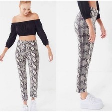 Urban Outfitters Maia Snakeskin Faux Leather High Waisted Pants Grey Black 4