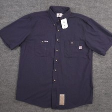 Tyndale FR Work Shirt Mens XL Navy Flame Resistant Arc Rated Short Sleeve USA
