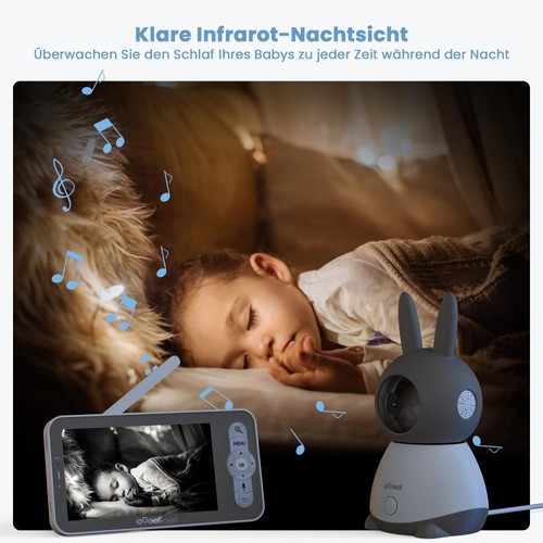 5 Zoll 2K/3MP ieGeek Babyphone mit Kamera IR-Nachtsicht, Automatische Verfolgung - Bild 4 von 9