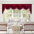 NICETOWN Red Swag Curtains for Living Room, Rod Pocket Chenille Waterfall Val...