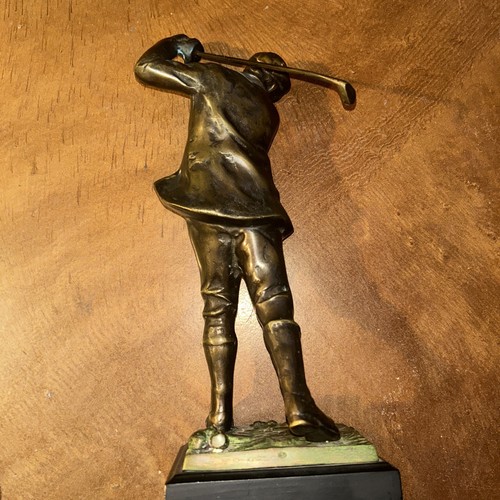 Vintage Bronze 15" Male Golfer Swinging Club, Heavy 5 lbs+ Statue Excellent Cond - Picture 6 of 17