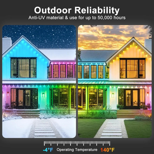 Permanent Outdoor Lights,200Ft RGB Eave Light,Ip67 Waterproof Lighting for House - Picture 6 of 9