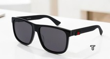 GUCCI GG0010S 001 Rectangular Square Black Grey 58 mm Men's Sunglasses