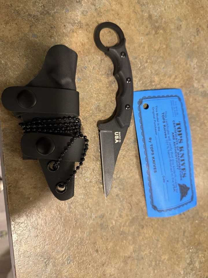 TOPS Cuchillos Poker Hoja Fija Cuello Cuchillo EDC Foto 3 de 3