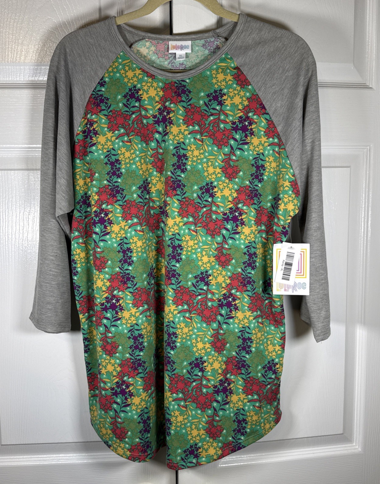 LuLaRoe Women's Randy 3/4 Sleeve Shirt Size XL Multicolor NWT Floral Stretch