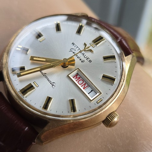 Vintage Wittnauer Geneve Herren Automatik Uhr Day/Date Swiss 70er Jahre - Bild 6 von 18