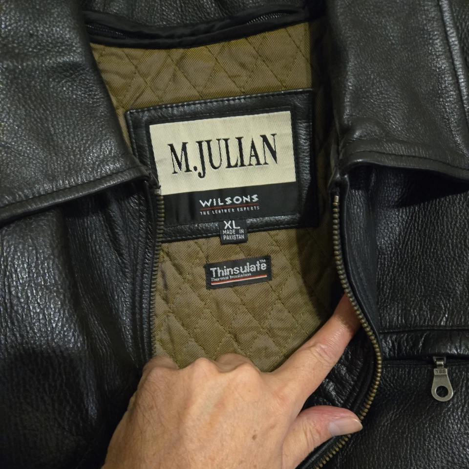 Chaqueta de cuero Wilson's M. Julian forro de cuero negro para hombre XL. Foto 2 de 4