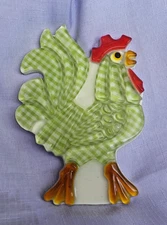 Green Rooster Spoon Rest or Wall Decor ACRYLIC/LUCITe 1960’s New Designs Inc