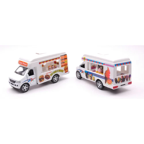 ICE CREAM/FAST FOOD TRUCK cm 12,5 (1 MODELLINO) Kinsmart Modellismo Giocattolo N - Photo 2/3