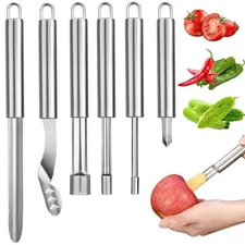 6 PCS Vegetable Corer, Stainless Steel Fruit Corers, Kitchen Corer Tool, Mult...