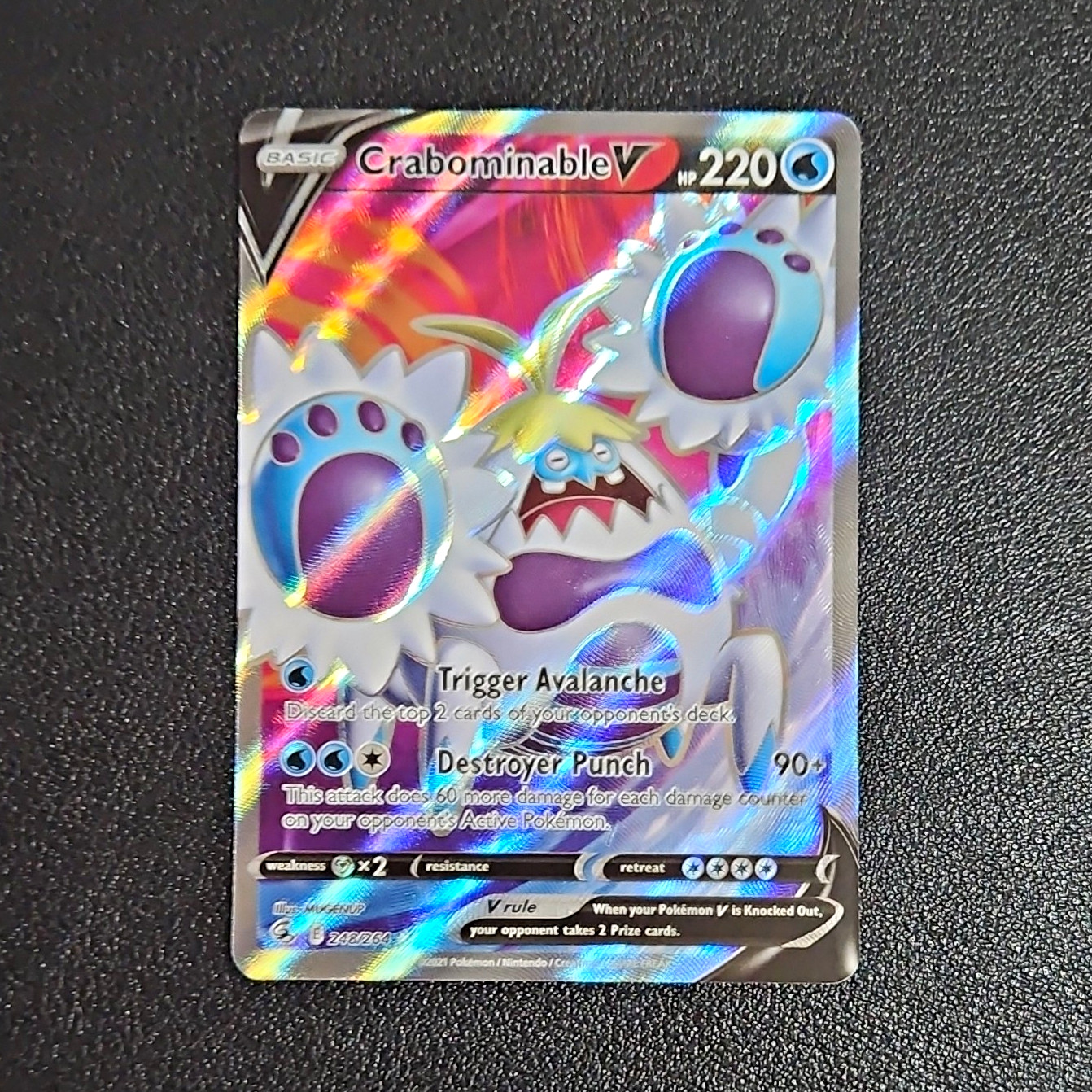 Crabominable V 248/264 Pokemon SWSH08 Fusion Strike Ultra Rare Full Art Holo EN
