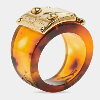 Louis Vuitton Resin Lock It Gold Tone Ring Size 54 | eBay UK